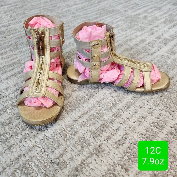 Michael Kors Other - Michael Kors gold leather elastic gladiator sandals size 12 child